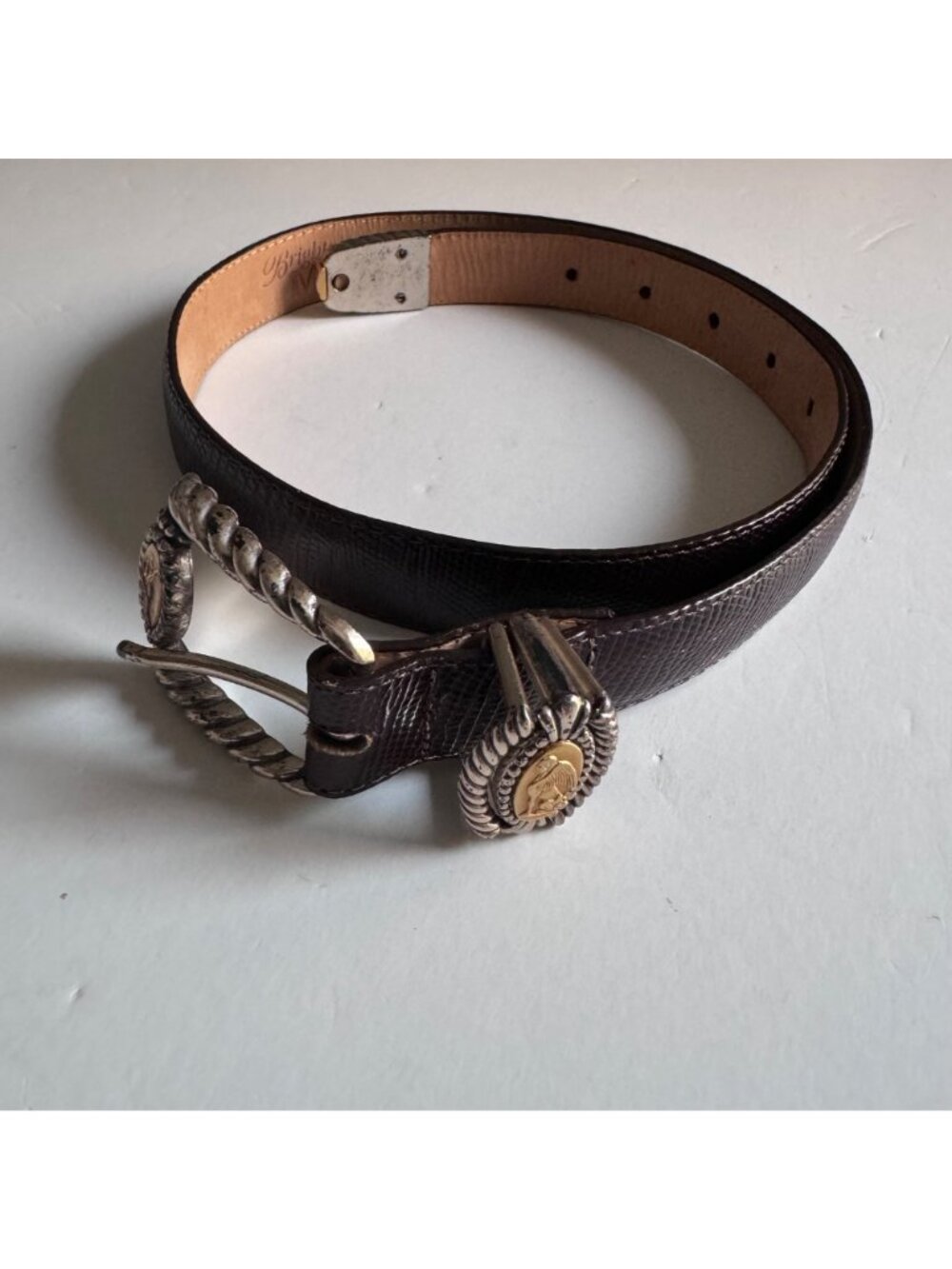 Brighton Brown Leather Belt Museum Collection M 37809 Sphinx Pegasus Vintage 90s - Picture 3 of 16